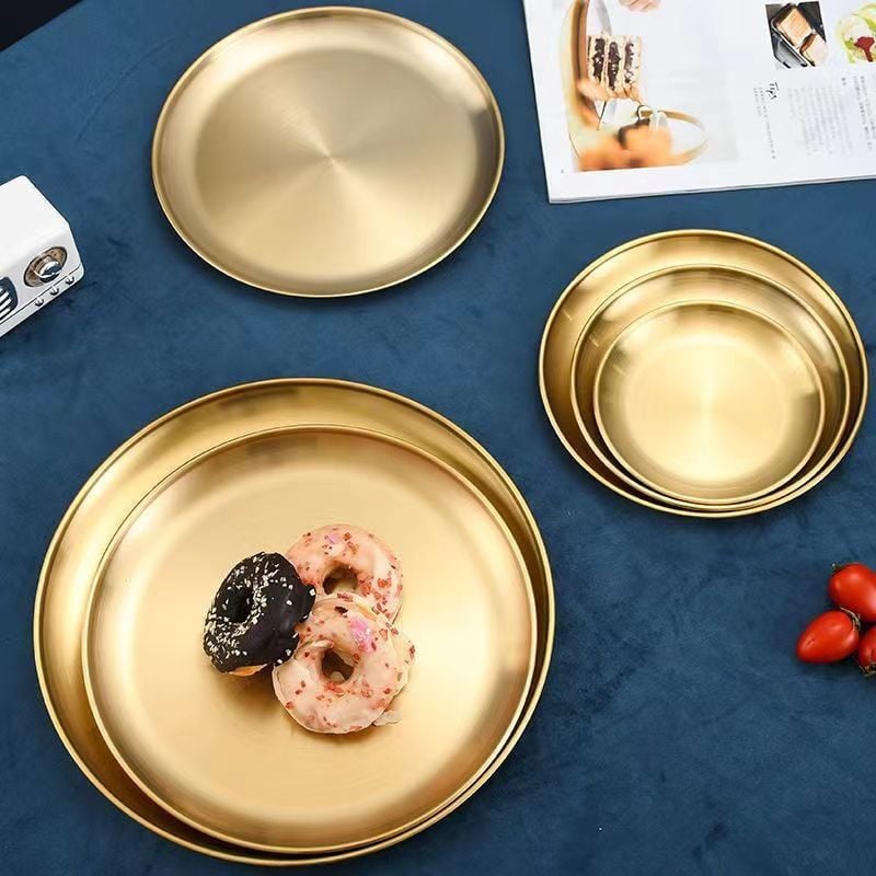 Dĩa Vàng Inox 201 Khay Decor Vàng Cho Bàn Tiệc