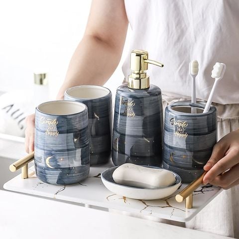 Bộ Phụ Kiện Phòng Tắm Gốm 5 Món Starry Sky