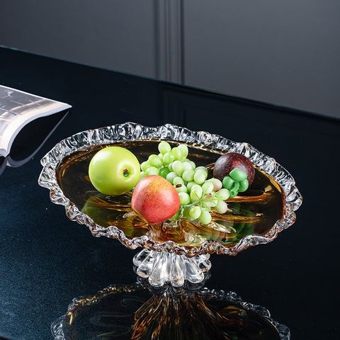 Dĩa Thủy Tinh Pha Lê Viền Dập Ply Hình Cành Hoa Hổ Phách