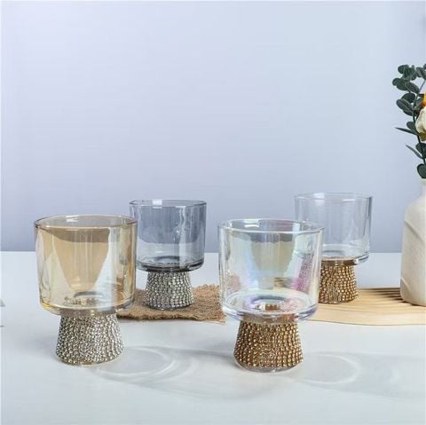 Cốc Rượu Thủy Tinh Chân Đế Đính Hạt Châu Âu