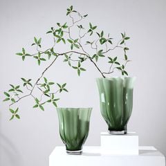 Bình Hoa Thủy Tinh Sọc Dọc Miệng Xòe Cao Cấp