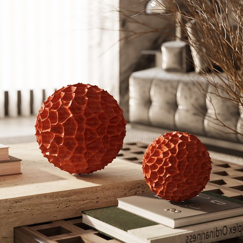 Tượng Tròn Decor Hình Tổ Ong Màu Cam Hiện Đại