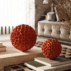 Tượng Tròn Decor Hình Tổ Ong Màu Cam Hiện Đại