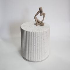 Đôn Trụ Tròn Hình Cột La Mã Giả Đá Trắng Bi