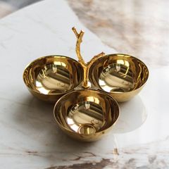 Đồ Decor Để Bàn Tiệc Bộ Đĩa 3 Ngăn Kim Loại