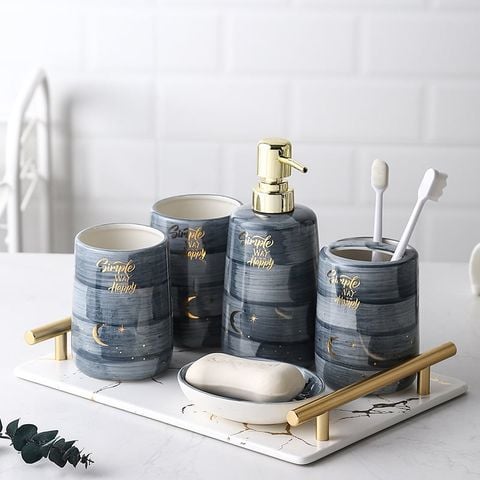 Bộ Phụ Kiện Phòng Tắm Gốm 5 Món Starry Sky