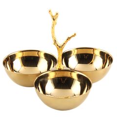 Đồ Decor Để Bàn Tiệc Bộ Đĩa 3 Ngăn Kim Loại