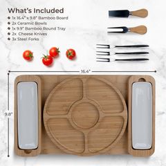 Khay Decor Bánh Phô Mai Kèm Dĩa Gốm Khay Tròn