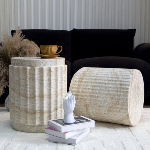 Bàn Phụ Dáng cột La Mã Giả Đá Travertine