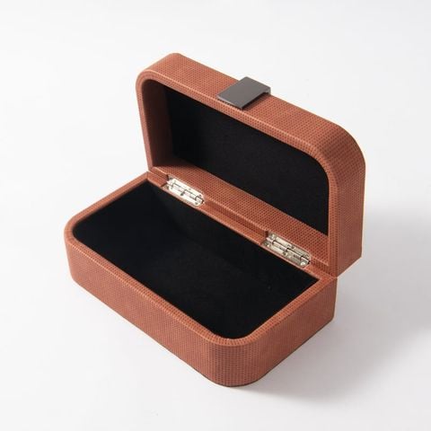 Hộp Đựng Trang Sức Minimalist Phủ Nhung Cam Đất