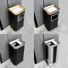 Thùng Rác Inox Có Gạt Tàn Dạng Đứng Cho Khách Sạn