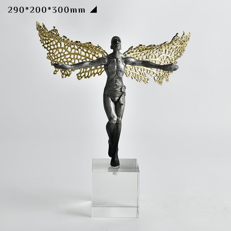 Tượng Trang Trí Hình Thiên Thần Tự Do Đôi Cánh Kim Loại