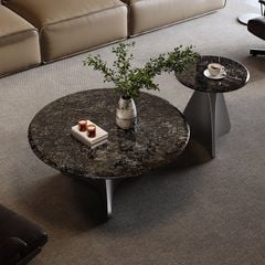 Bộ Bàn Trà Tròn Mặt Đá Marble Vân Mây Sang Trọng