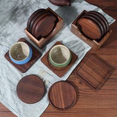 Lót Ly Gỗ Vuông Tròn Có Rãnh