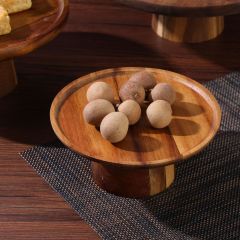 Khay Trưng Bày Bánh Cao Chân Gỗ Keo Acacia Kiểu INS