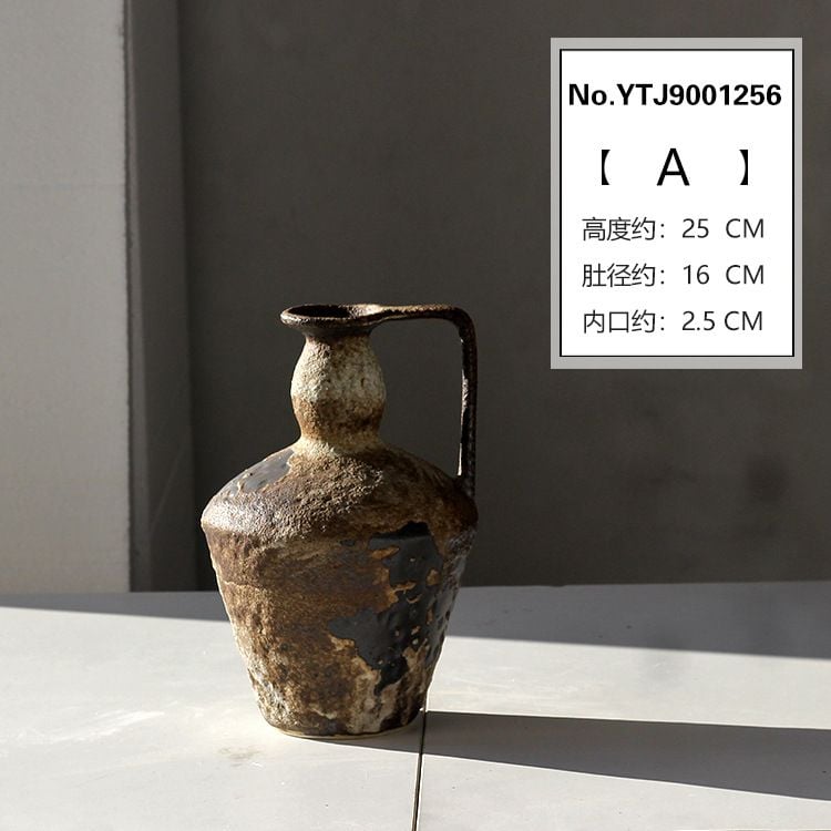 Bình Hoa Gốm Sứ Cổ Phong Cách Wabi Sabi Nâu Cổ