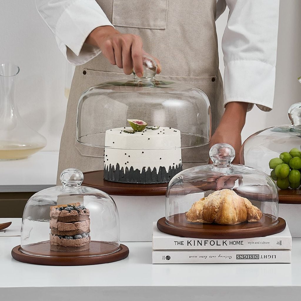 Dĩa Gỗ Cổ Điển Có Nắp Đậy Bày Trí Bàn Tiệc