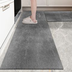 Thảm Bếp Da Lộn Chống Trượt Tiện Vệ Sinh Họa Tiết Xám Sang Trọng