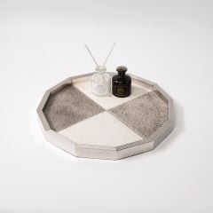 Khay Bày Đồ Trang Trí Da Lông Ngựa Viền Kim Loại Modern Luxury