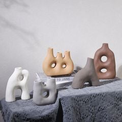 Bình Gốm Cắm Hoa Khô Scandinavian Tối Giản