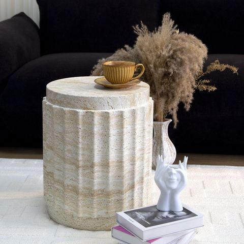 Bàn Phụ Dáng cột La Mã Giả Đá Travertine