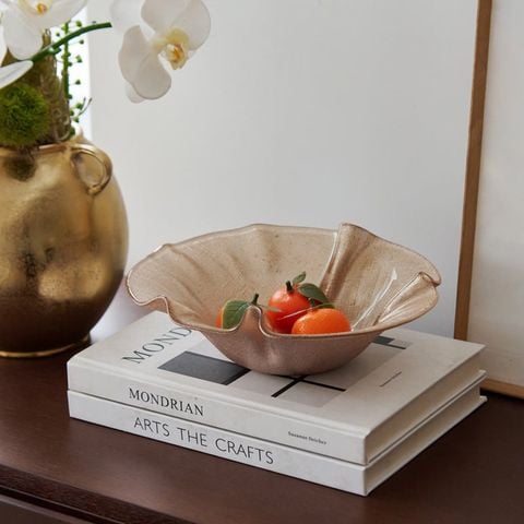 Dĩa Trang Trí Thủy Tinh Thủ Công Cao Cấp Thổ Nhĩ Kỳ Mạ Vàng