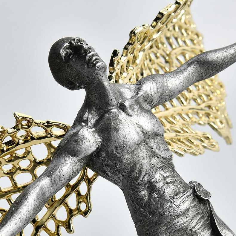 Tượng Trang Trí Hình Thiên Thần Tự Do Đôi Cánh Kim Loại