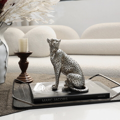 Tượng Báo Jaguar Màu Bạc Trang Trí