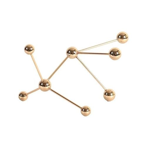 Đồ Decor Kim Loại Mạ Vàng Hình Phân Tử Trang Trí Kệ Sách