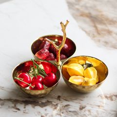 Đồ Decor Để Bàn Tiệc Bộ Đĩa 3 Ngăn Kim Loại