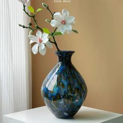 Bình Hoa Thủy Tinh Xanh Lam Vân Mosaic Độc Đáo