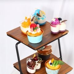 Kệ Gỗ 3 Tầng Trang Trí Bàn Tiệc Hình Vuông