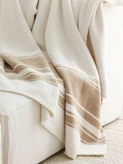 Chăn Dệt Kim Đan Len Ấm 2 Mặt Phong Cách Hình Học Be Bắc Âu