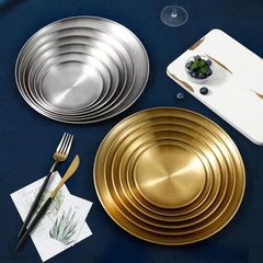 Dĩa Vàng Inox 201 Khay Decor Vàng Cho Bàn Tiệc