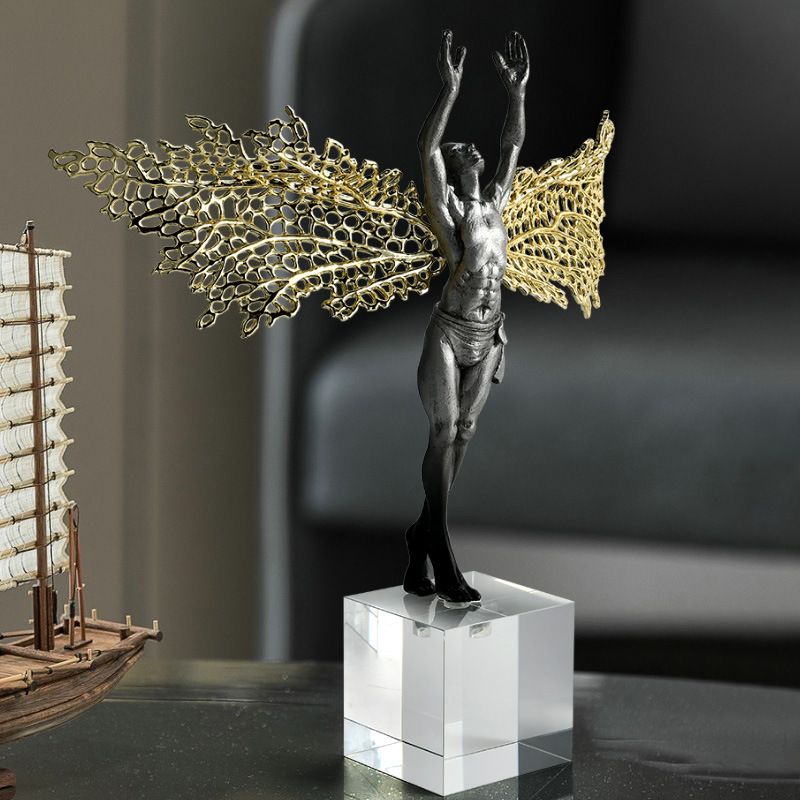 Tượng Trang Trí Hình Thiên Thần Tự Do Đôi Cánh Kim Loại