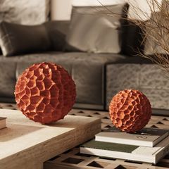 Tượng Tròn Decor Hình Tổ Ong Màu Cam Hiện Đại