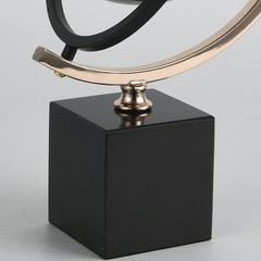 Tượng Trang Trí Decor Hình Quả Địa Cầu Xoay Tròn Vàng Nâu