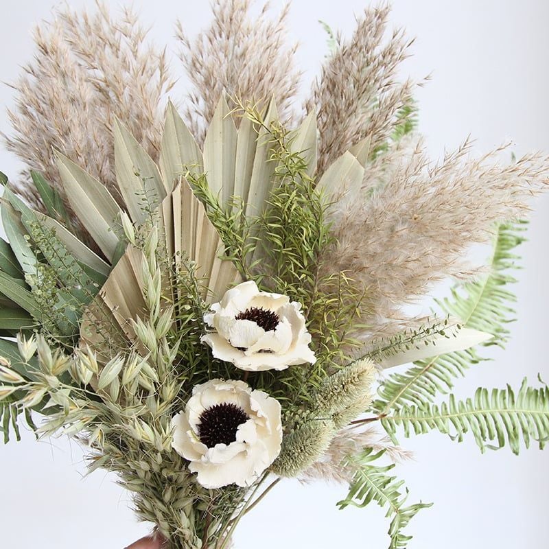 Bó Hoa Khô Mix Cỏ Lau Và Lá Cọ Phong Cách Boho Chic