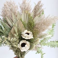 Bó Hoa Khô Mix Cỏ Lau Và Lá Cọ Phong Cách Boho Chic