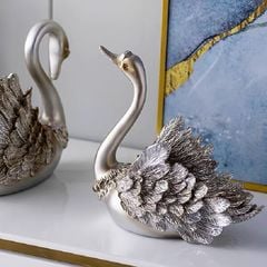 Tượng Đôi Thiên Nga Màu Ngọc Trai Châu Âu Hiện Đại