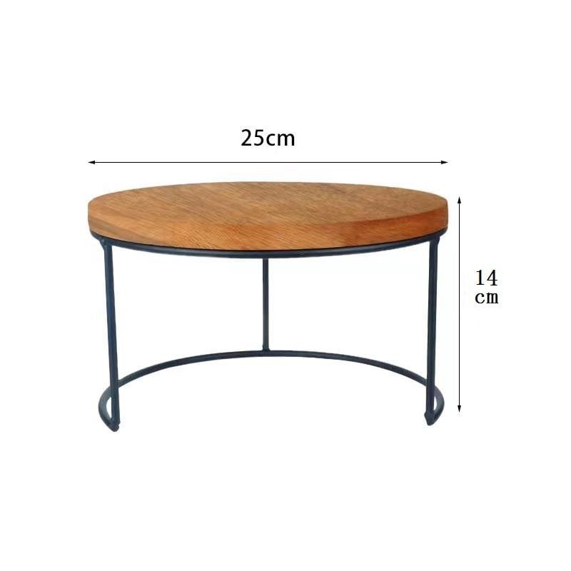 Khay Kệ Gỗ Chân Sắt Decor Bàn Tiệc Nhà Hàng Hình Tròn