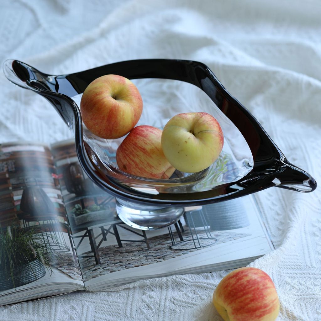 Dĩa Thủy Tinh Chân Cao Đế Dày Trang Trí Bàn Tiệc Hình Chiếc Lá