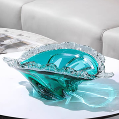 Dĩa Thủy Tinh Pha Lê Dày Viền Ply Nơ Xanh Da Trời