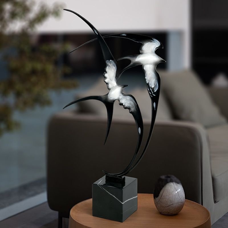 Đồ Trang Trí Nội Thất Hình Đôi Chim Én Kim Loại Cánh Dài