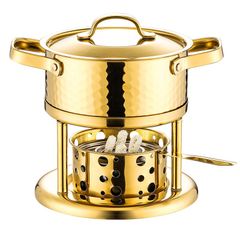 Nồi Hâm Thức Ăn Mini Inox 304 Có Nắp Kèm Bếp Cồn