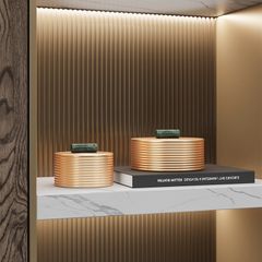 Hộp Đựng Trang Sức Decor Kim Loại Tròn Nắp Cẩm Thạch Sang Trọng