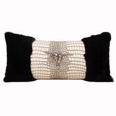 Vỏ Gối Tựa Lưng Lông Ngựa Luxury Phối Đen Trắng