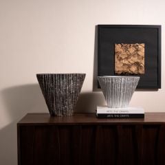 Bình Hoa Decor Composite Giả Đá Texture Sọc Dọc Wabi Sabi