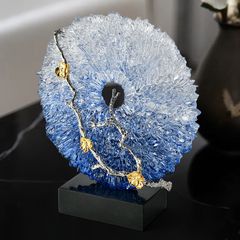 Tượng Decor San Hô Màu Gradient Xanh Dương Trong Suốt Phối Hoa Mai