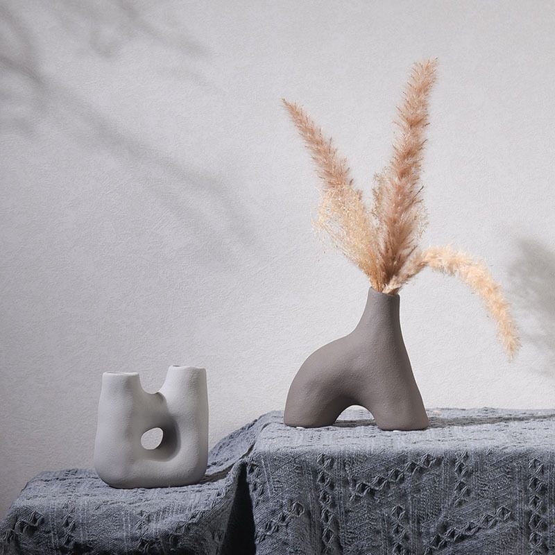 Bình Gốm Cắm Hoa Khô Scandinavian Tối Giản